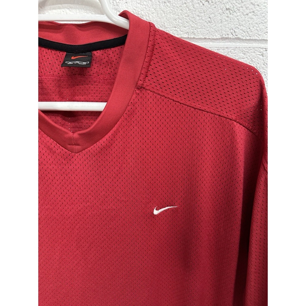 Vintage Nike Shirt XL Red Mesh V-Neck Jersey Mens Sport Athletic Blank